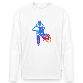 Couleur Descente - T-shirt manches longues Premium bio Homme - blanc - Devant - Nico (187cm)