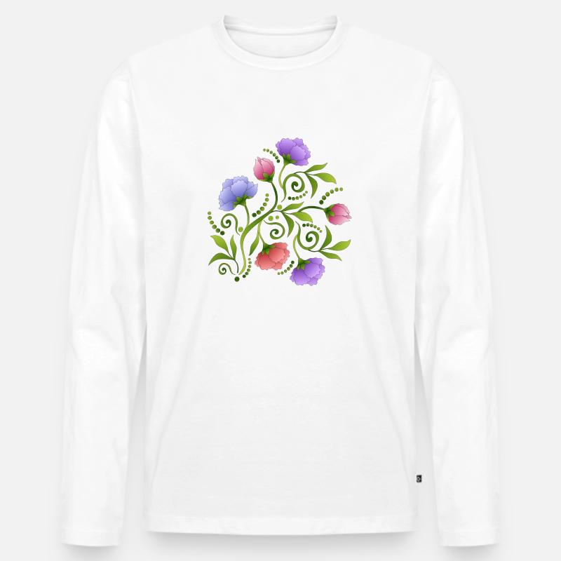 Blumen - Männer Premium Bio Langarmshirt - Weiß