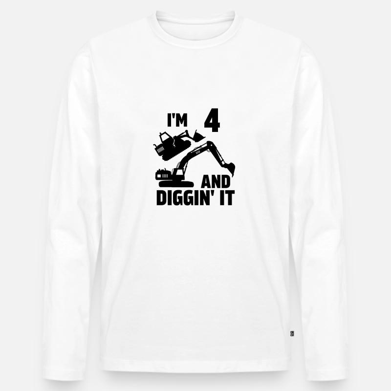 I'm 4 und Diggin' It - Männer Premium Bio Langarmshirt - Weiß