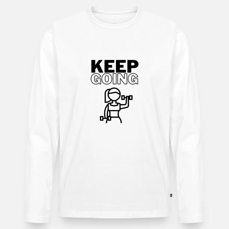 Keep Going - Männer Premium Bio Langarmshirt - Weiß