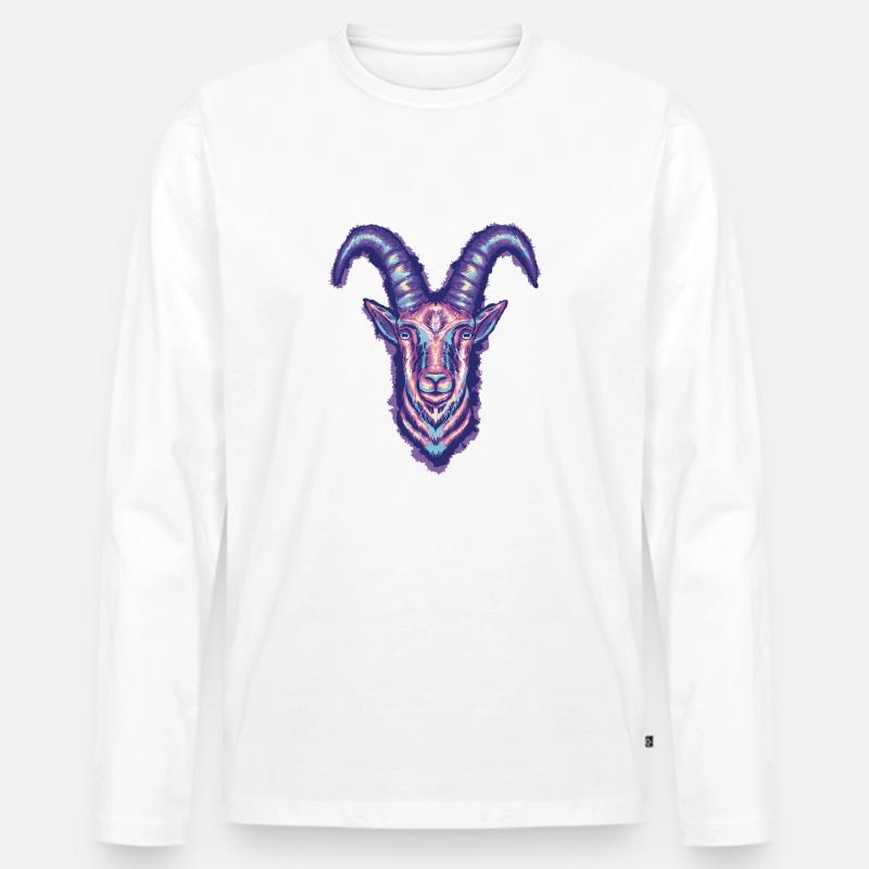 Steinbock - Männer Premium Bio Langarmshirt - Weiß