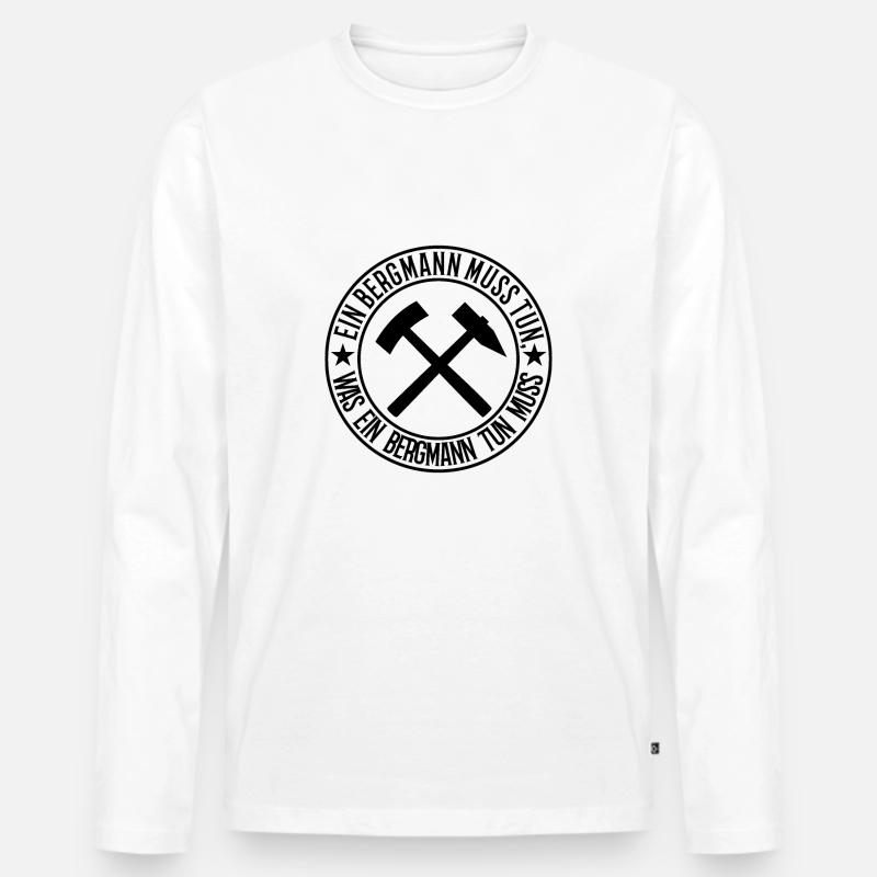 Ein Bergmann muss tun - Männer Premium Bio Langarmshirt - Weiß