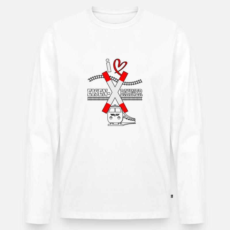 i love Eisenbahner Modelleisenbahn - Männer Premium Bio Langarmshirt - Weiß