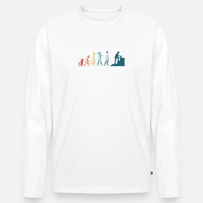 Betonfertiger Evolution Lustiger Betonarbeiter - Männer Premium Bio Langarmshirt - Weiß
