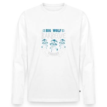 BARBECUE DIG WOLD CE SOIR - T-shirt manches longues Premium bio Homme - blanc - Devant - Nico (187cm)