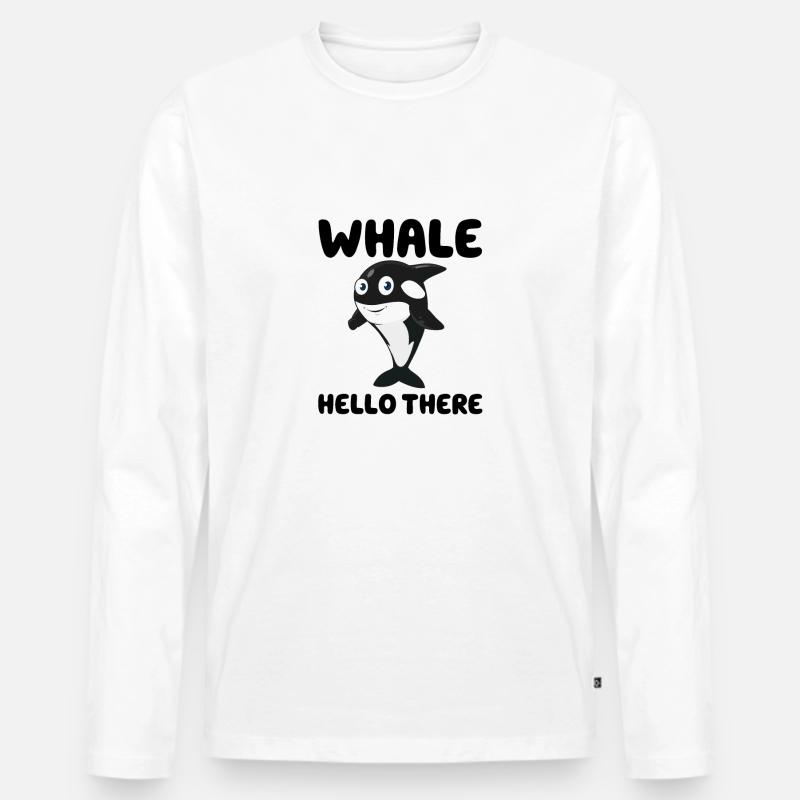 Wal Hallo - Männer Premium Bio Langarmshirt - Weiß