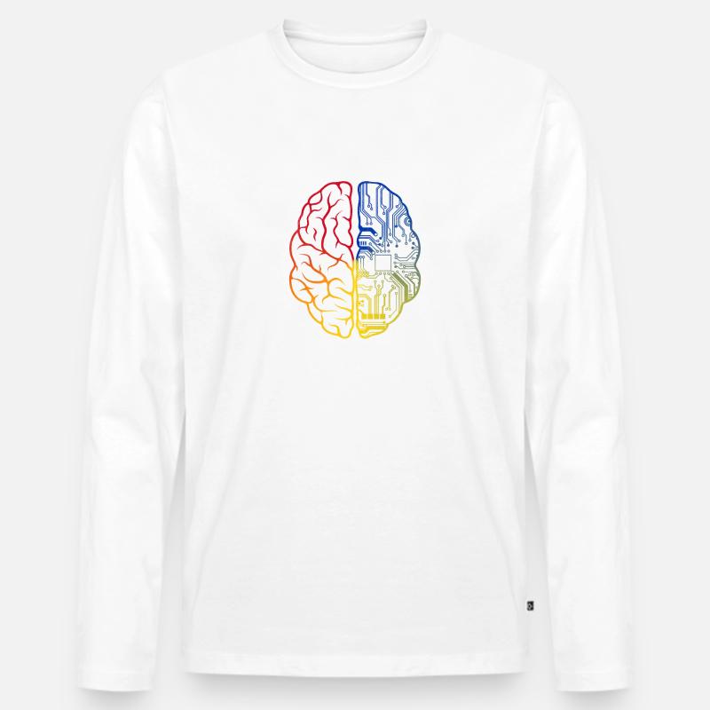 Programmeur Codeur - Développeur Programmation Cerveau - T-shirt manches longues Premium bio Homme - blanc