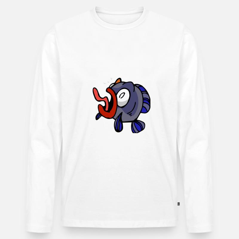 Fish Fischangler Geschenkidee Meer - Männer Premium Bio Langarmshirt - Weiß