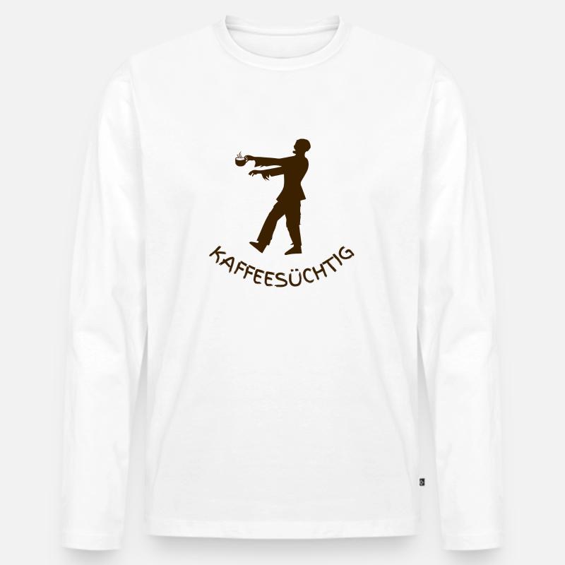 Kaffeesüchtig Zombie - Männer Premium Bio Langarmshirt - Weiß