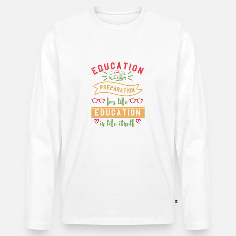 BILDUNGS-VORBEREITUNG - Männer Premium Bio Langarmshirt - Weiß