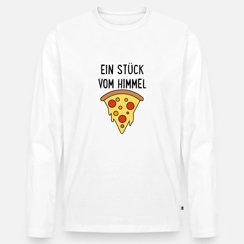 Pizza - Männer Premium Bio Langarmshirt - Weiß