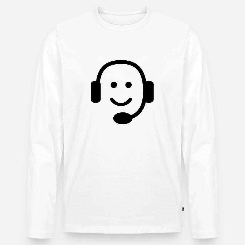 Headset - Männer Premium Bio Langarmshirt - Weiß
