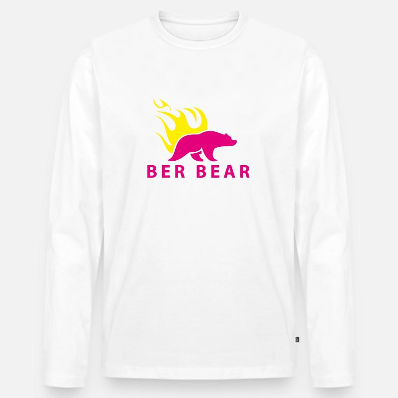 FlammenBär Rosa-Gelb - Männer Premium Bio Langarmshirt - Weiß