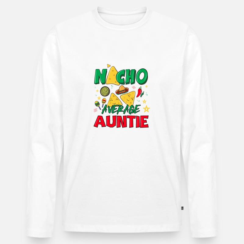 NACHO AVERAGE AUNTIE 2 - Männer Premium Bio Langarmshirt - Weiß