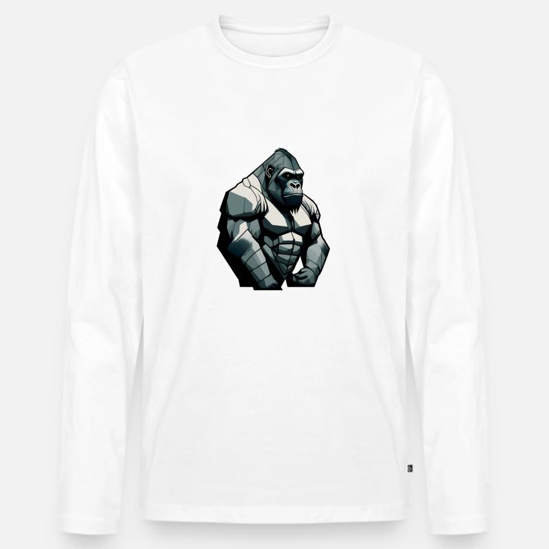 Gorilla mit einfachem Design - Männer Premium Bio Langarmshirt - Weiß