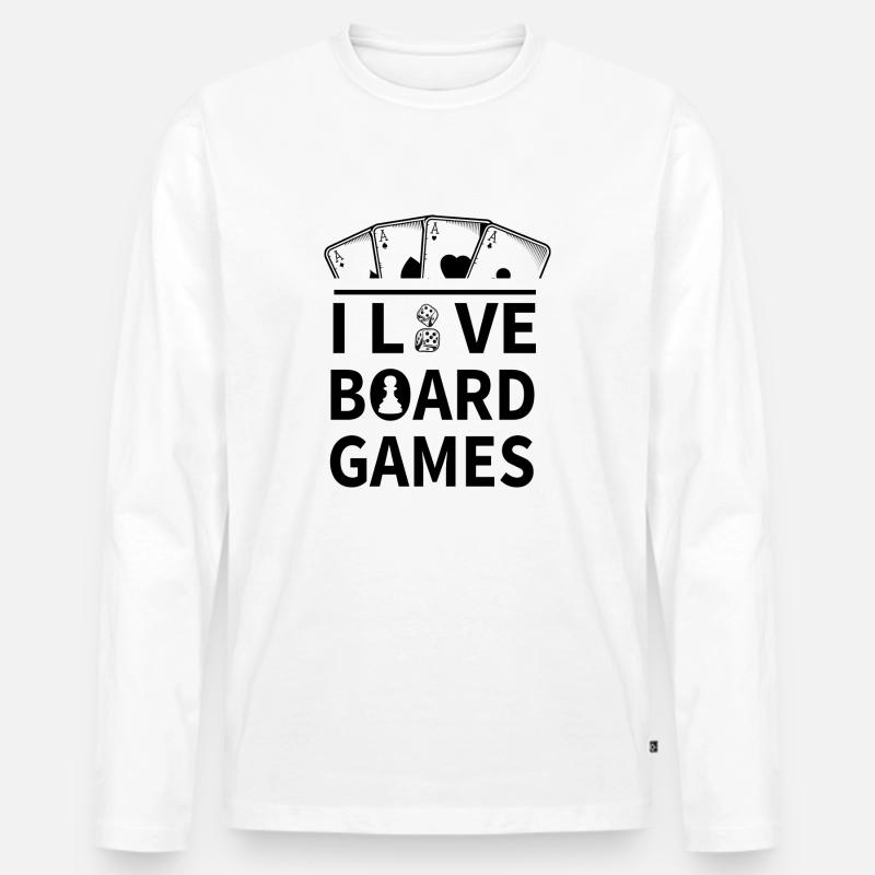 boardgame chess backgammon game night - Männer Premium Bio Langarmshirt - Weiß