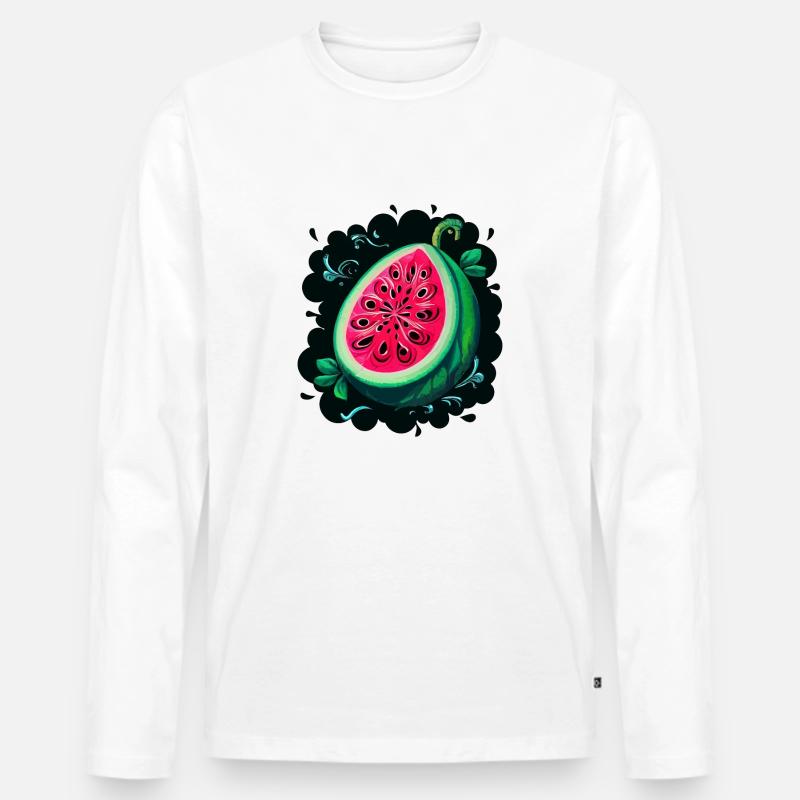 WASSERMELONE - Männer Premium Bio Langarmshirt - Weiß