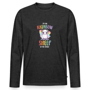 Rainbow Sheep LGBT Lesbisch Schwule Community Stolz - Männer Premium Bio Langarmshirt - Anthrazit meliert - Vorne - Nico (187cm)