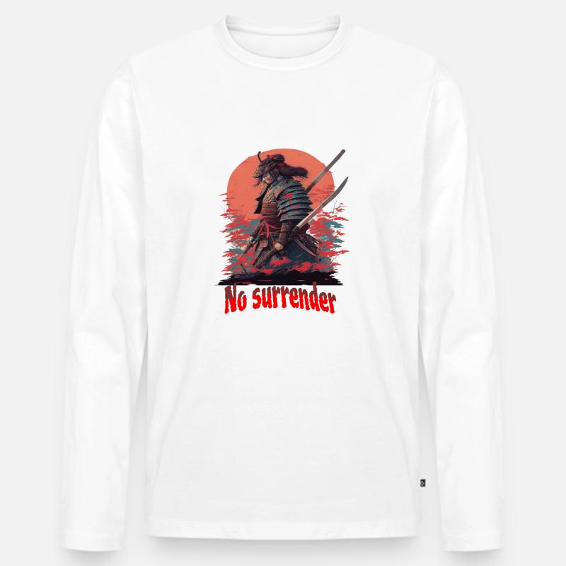 Samurai - Männer Premium Bio Langarmshirt - Weiß