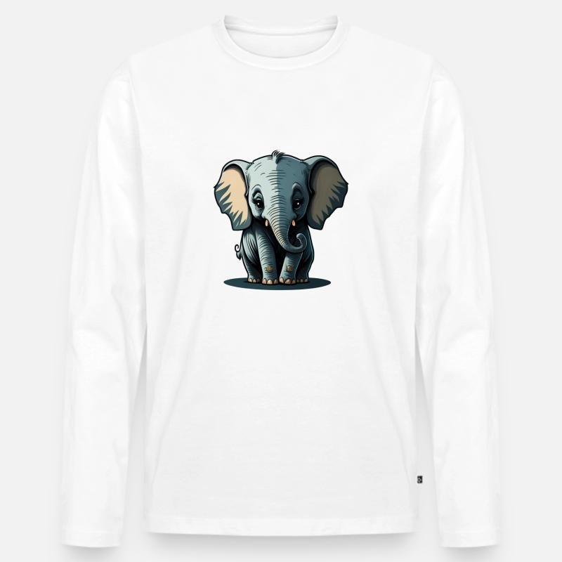 Süsser Baby Elefant Elephant - Männer Premium Bio Langarmshirt - Weiß