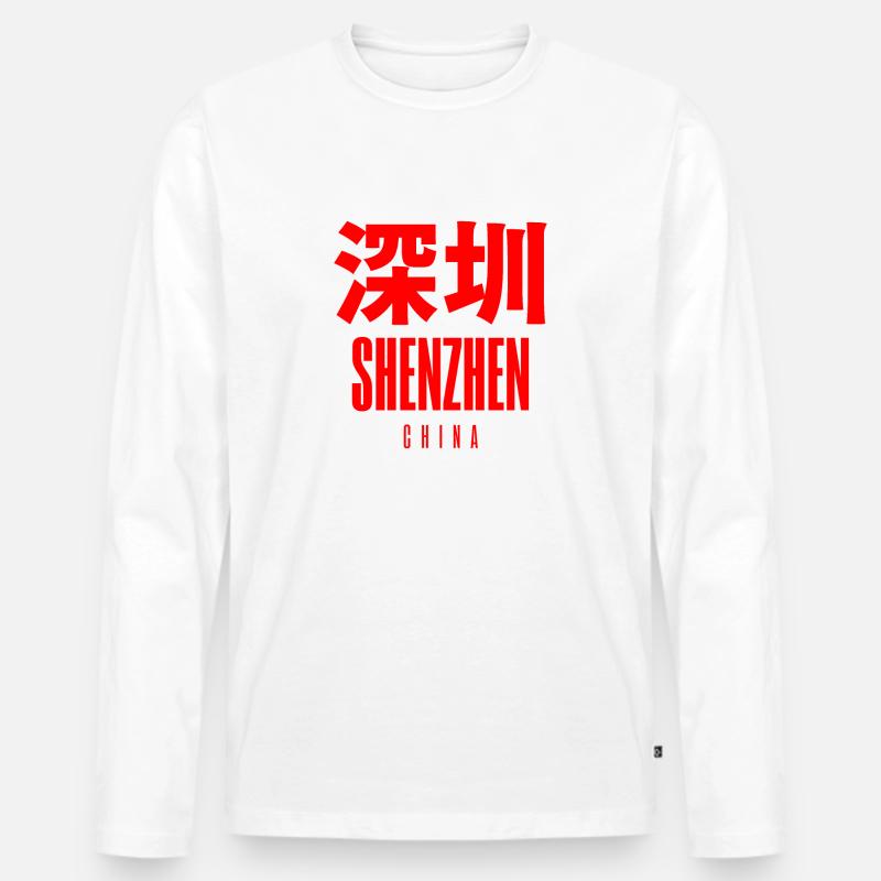 Shenzhen China - Männer Premium Bio Langarmshirt - Weiß