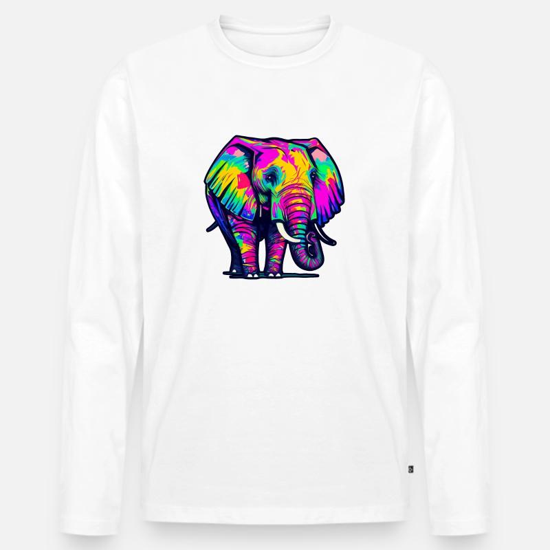 Elefant - Männer Premium Bio Langarmshirt - Weiß