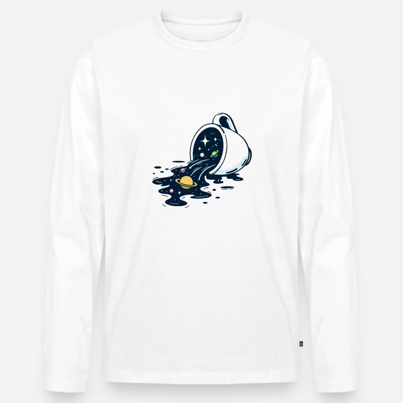 Verschüttetes Universum - Männer Premium Bio Langarmshirt - Weiß