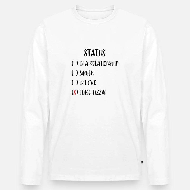 Pizza-Status - Männer Premium Bio Langarmshirt - Weiß