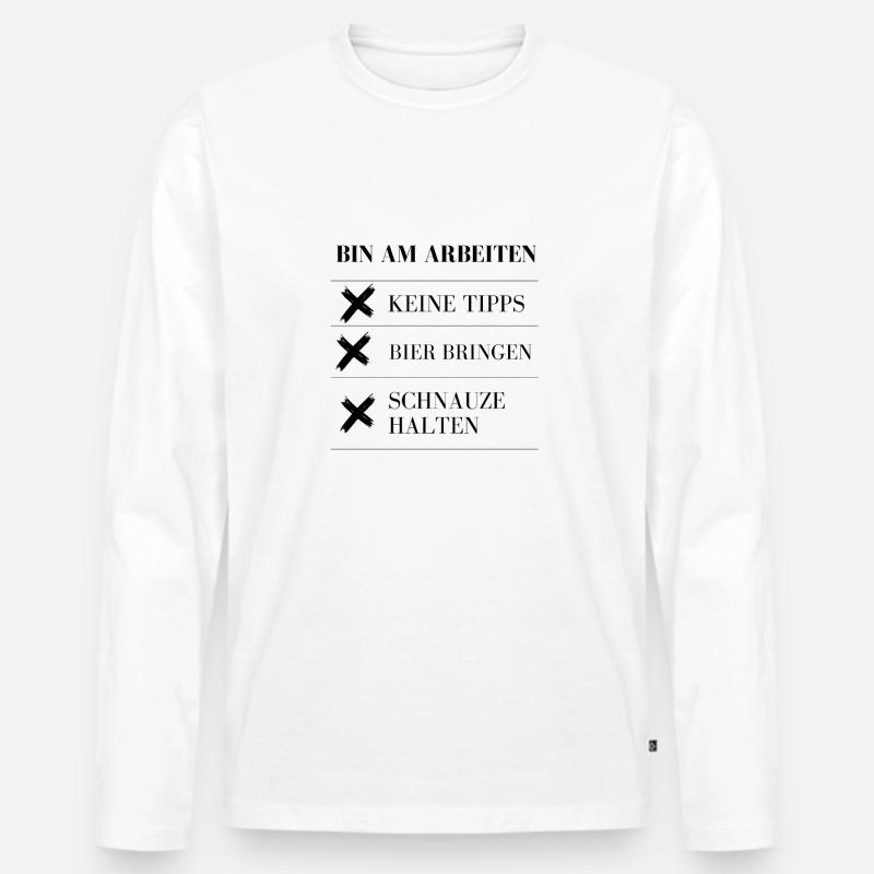 Bin am Arbeiten! - Männer Premium Bio Langarmshirt - Weiß