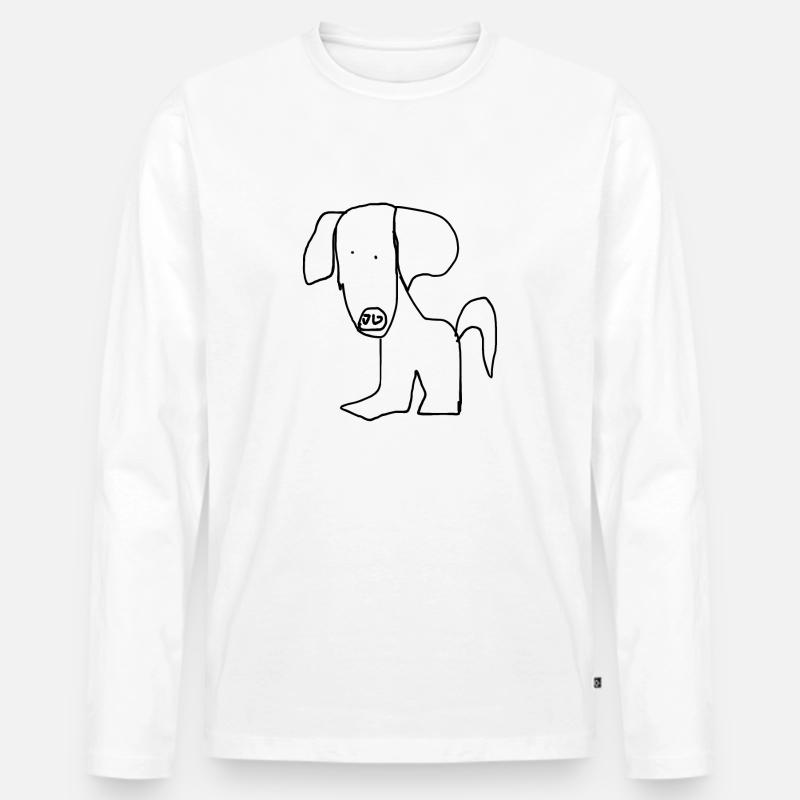 Hund - Männer Premium Bio Langarmshirt - Weiß