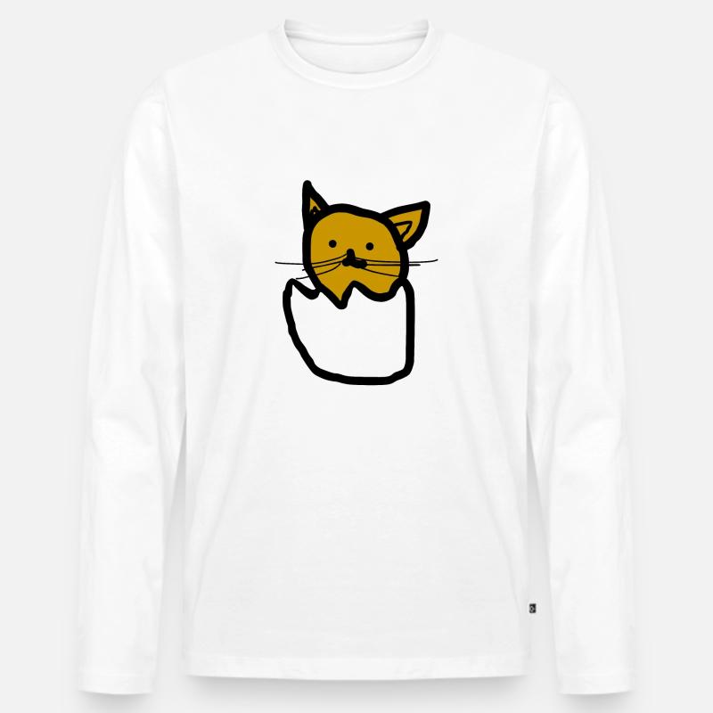 Katze - Männer Premium Bio Langarmshirt - Weiß