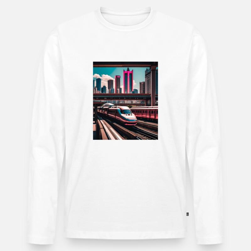 Tokio Bahnhof - Männer Premium Bio Langarmshirt - Weiß