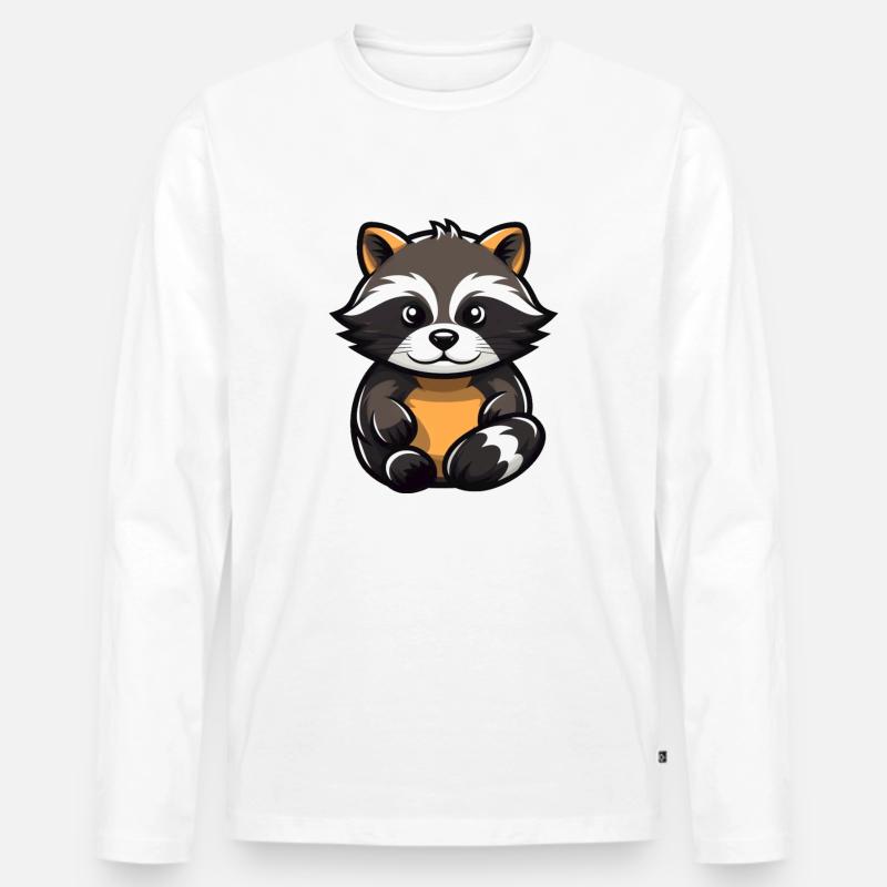 Kleiner niedlicher Waschbär - Männer Premium Bio Langarmshirt - Weiß