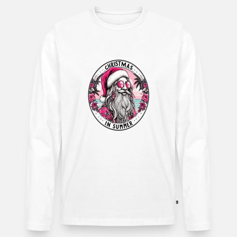 Weihnachtsmann-Hippie - Männer Premium Bio Langarmshirt - Weiß