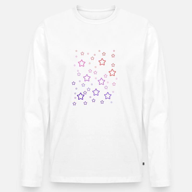 Regenbogen-Sterne - Männer Premium Bio Langarmshirt - Weiß