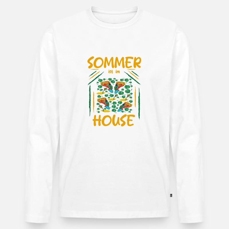 Sommer - Männer Premium Bio Langarmshirt - Weiß