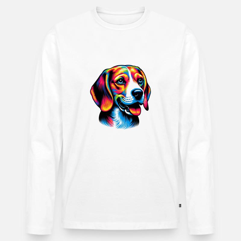 Beagle Hund - Männer Premium Bio Langarmshirt - Weiß