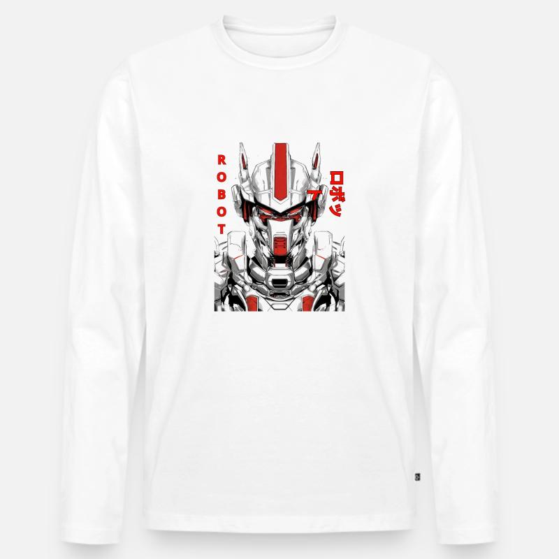 Wächter-Roboter - Männer Premium Bio Langarmshirt - Weiß