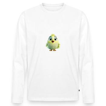 Chirpy Morning Bird Start Your Day with a Smile - Men's Premium Organic Long Sleeve Shirt - white - Front - Nico (187cm)