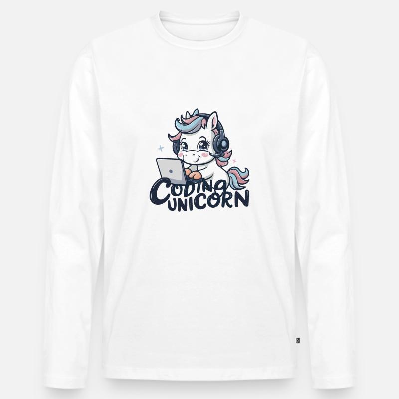 EINHORN PROGRAMMIEREN - Männer Premium Bio Langarmshirt - Weiß