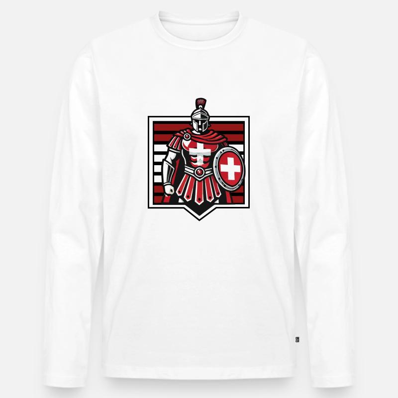 Gladiator Schweiz #2 - Männer Premium Bio Langarmshirt - Weiß