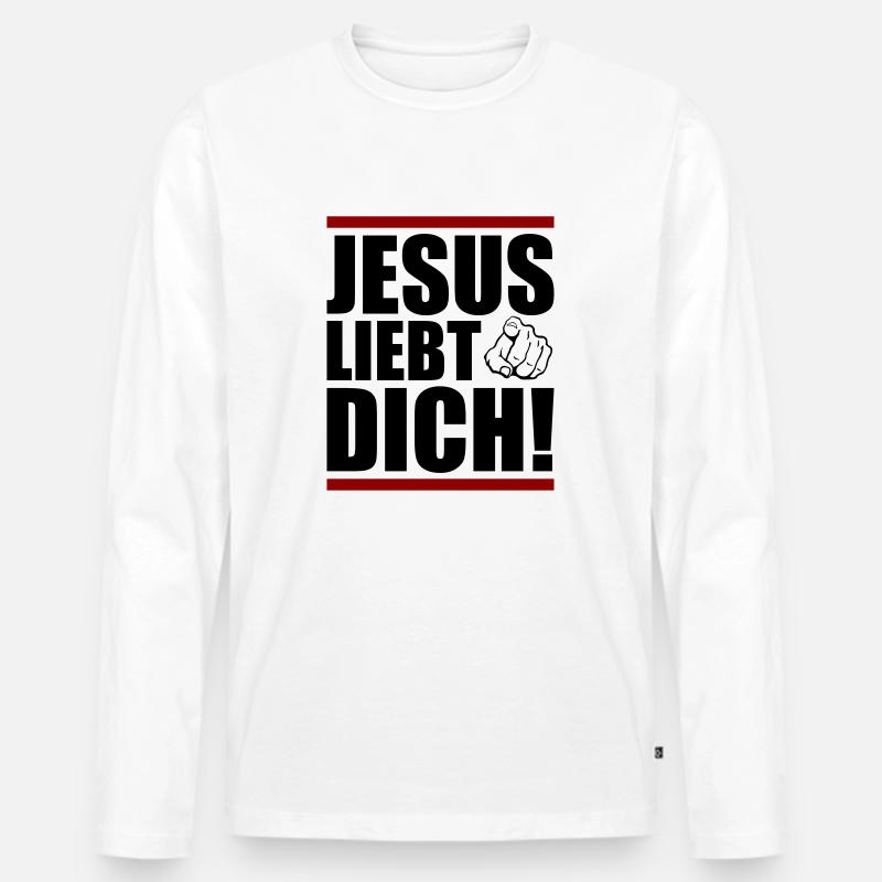 jesus liebt dich - Männer Premium Bio Langarmshirt - Weiß