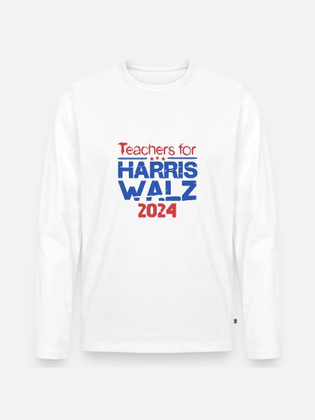 Enseignant pour Harris Walz 2024 - T-shirt manches longues Premium bio Homme - blanc