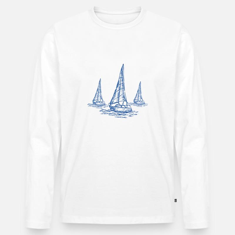 Segelboote Geschenk Segler - Männer Premium Bio Langarmshirt - Weiß