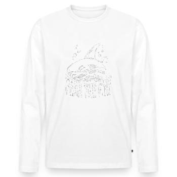 SHARK, FEAR THE FIN - Men's Premium Organic Long Sleeve Shirt - white - Front - Nico (187cm)