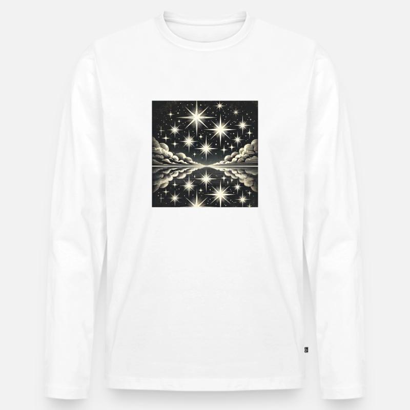 Funkelnder Nachthimmel Sternschnuppe Sterne - Männer Premium Bio Langarmshirt - Weiß