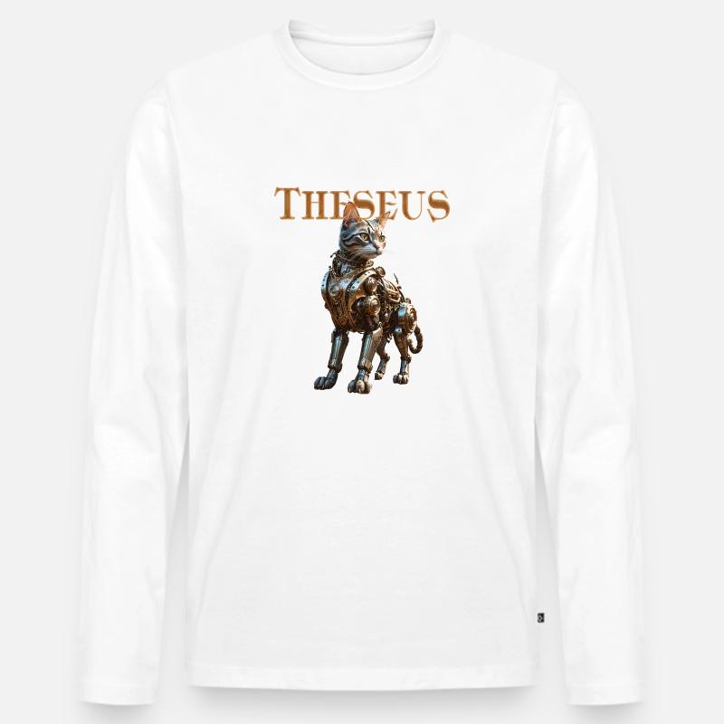 Steampunk-Katze Automaton - Theseus Steampunk Cat - Männer Premium Bio Langarmshirt - Weiß