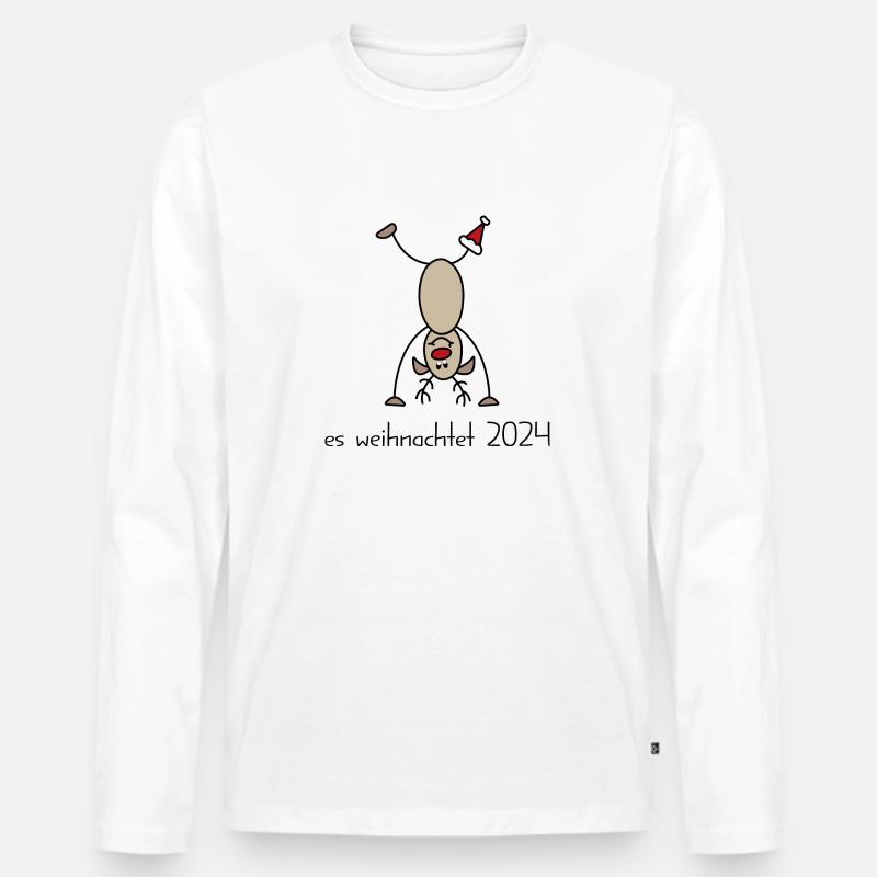Weihnachten 2024 - Männer Premium Bio Langarmshirt - Weiß