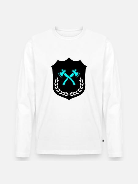 Wappen Axt Äxte - Männer Premium Bio Langarmshirt - Weiß