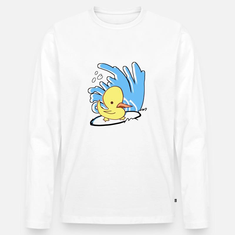 Surfin'Duck - Männer Premium Bio Langarmshirt - Weiß